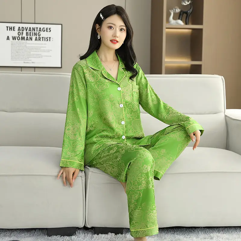 Ice Silk Satin Pajamas Women's Shorts Three-Piece Set Women's Summer Silk Cationic Home Wear Style Can Be Worn Outside
