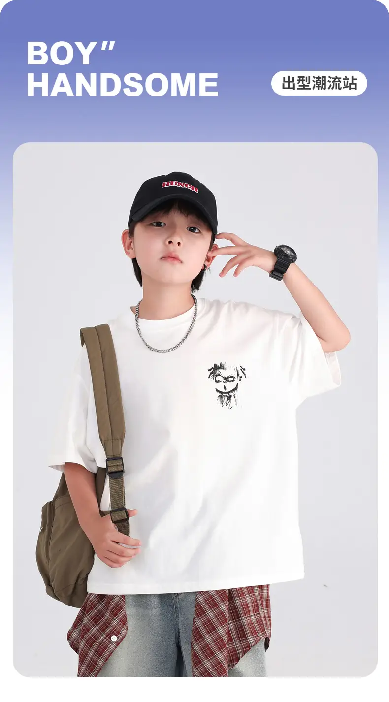 Boys Red Nezha T-Shirt 2026 Summer Loose Fit — feature 1
