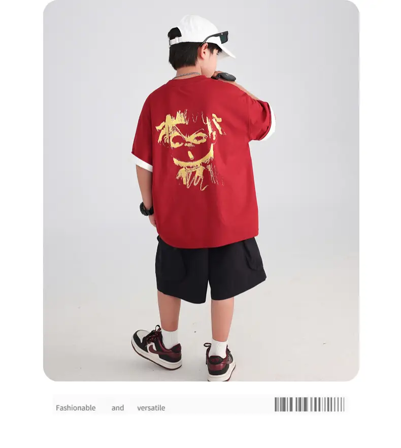 Boys Red Nezha T-Shirt 2026 Summer Loose Fit — feature 20