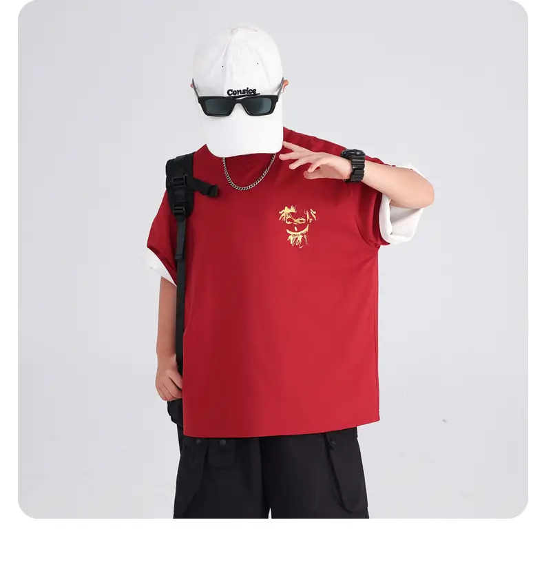 Boys Red Nezha T-Shirt 2026 Summer Loose Fit — feature 22