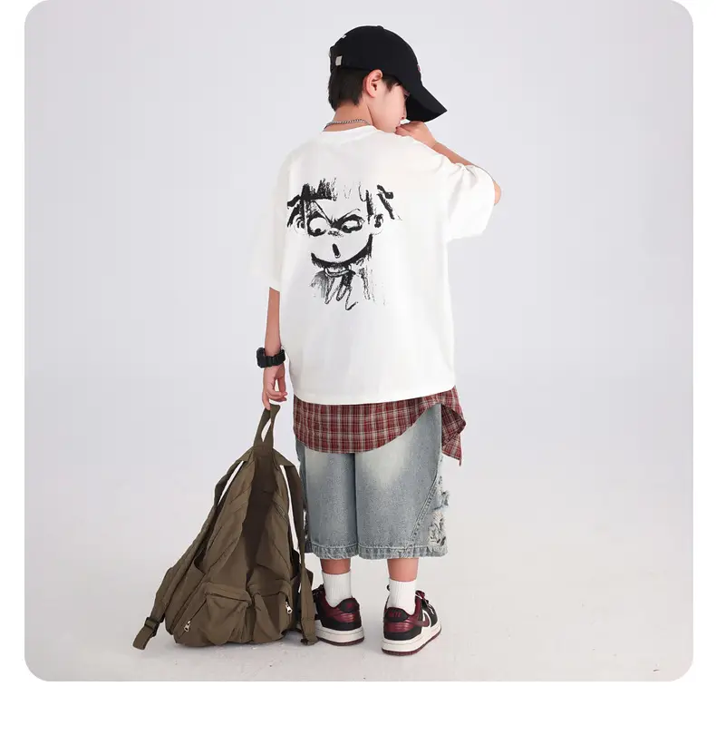 Boys Red Nezha T-Shirt 2026 Summer Loose Fit — feature 27