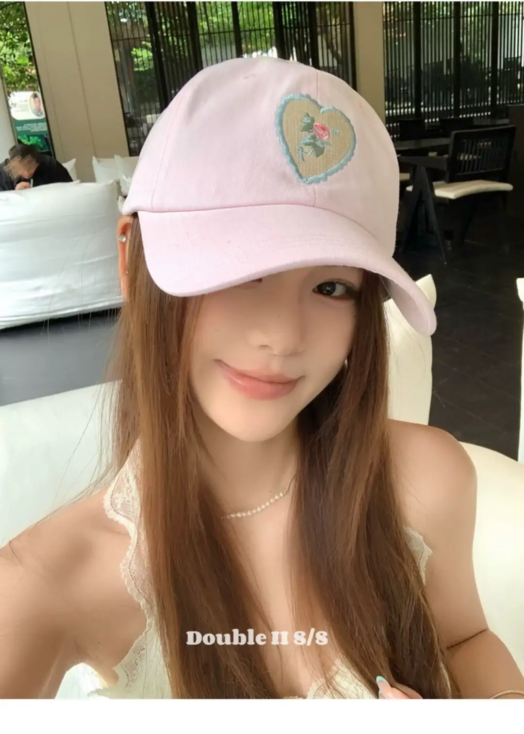 Pink Heart Stitched Baseball Cap for Women — feature 13