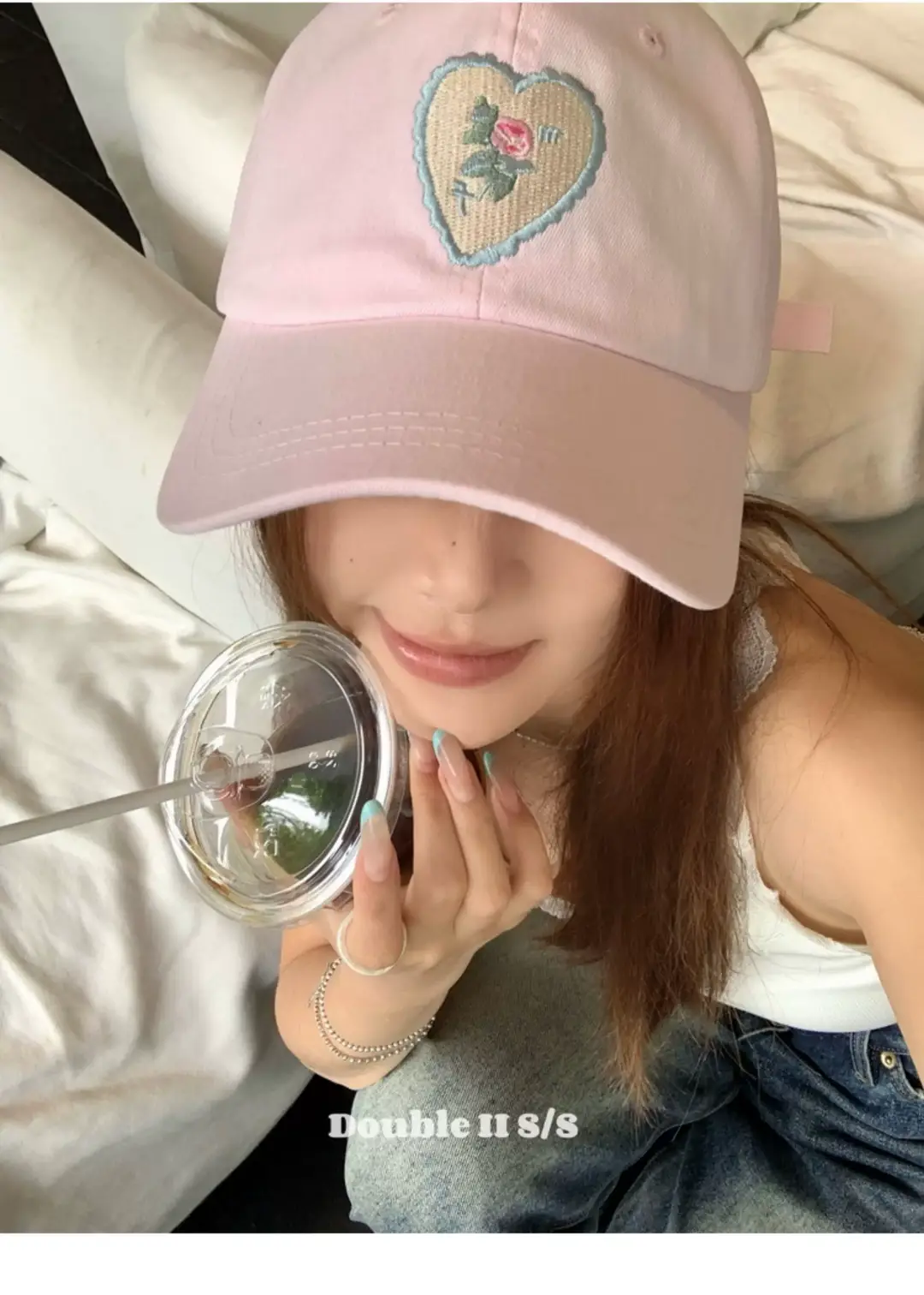 Pink Heart Stitched Baseball Cap for Women — feature 14