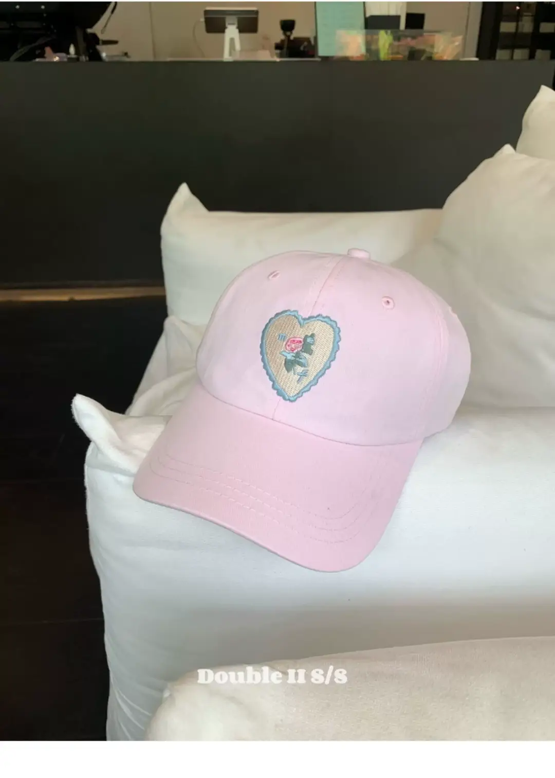 Pink Heart Stitched Baseball Cap for Women — feature 30