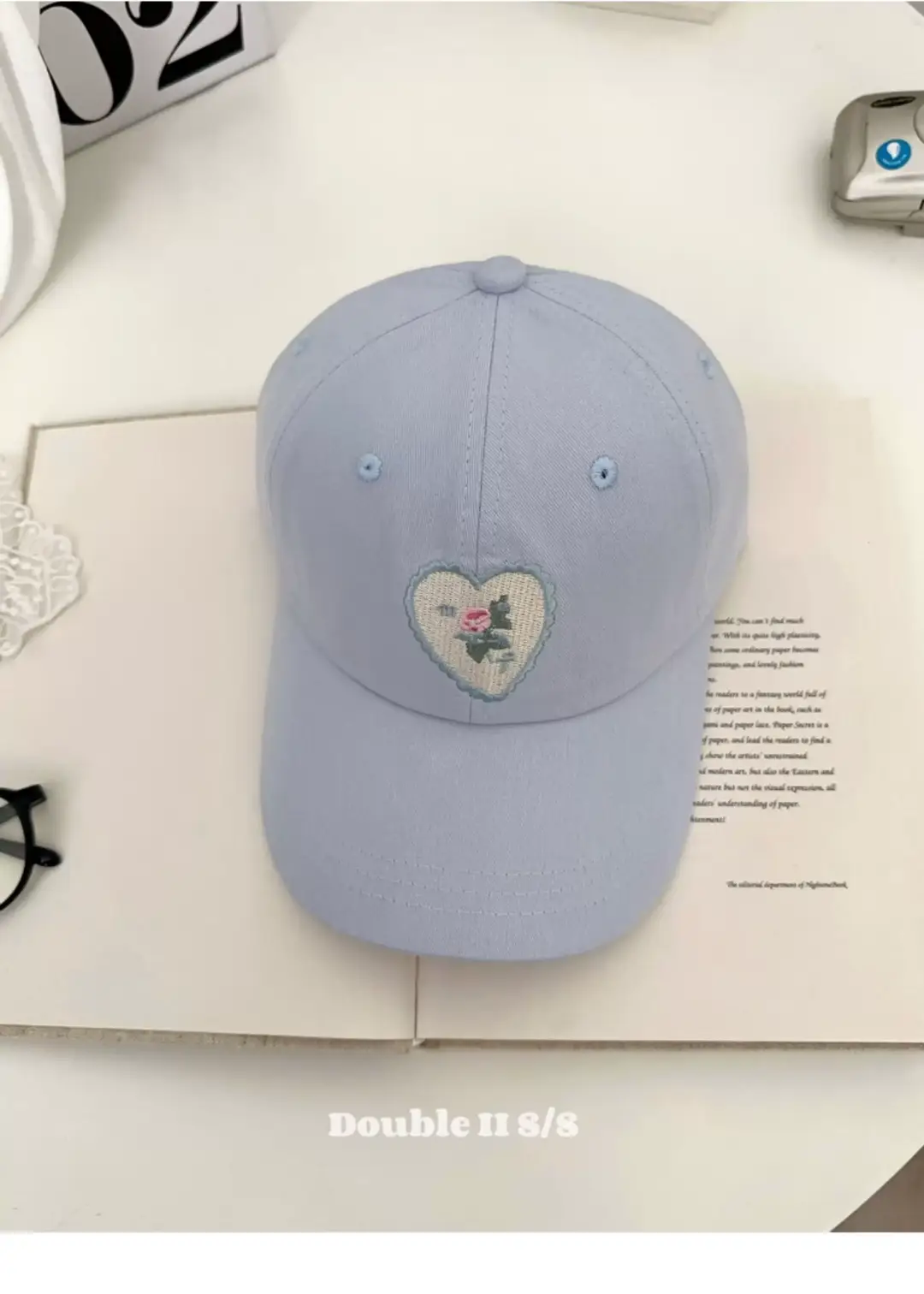 Pink Heart Stitched Baseball Cap for Women — feature 31