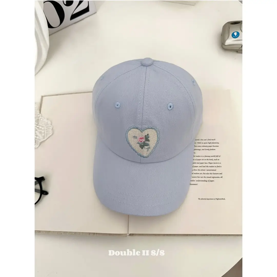 Pink Heart Stitched Baseball Cap for Women - Image 3