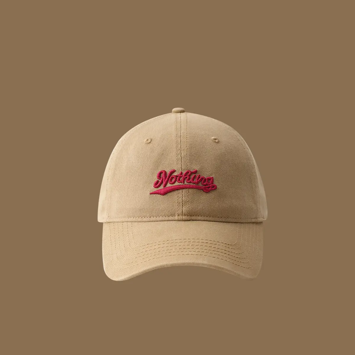Women Red Embroidered Baseball Cap with Large Cap - Image 4