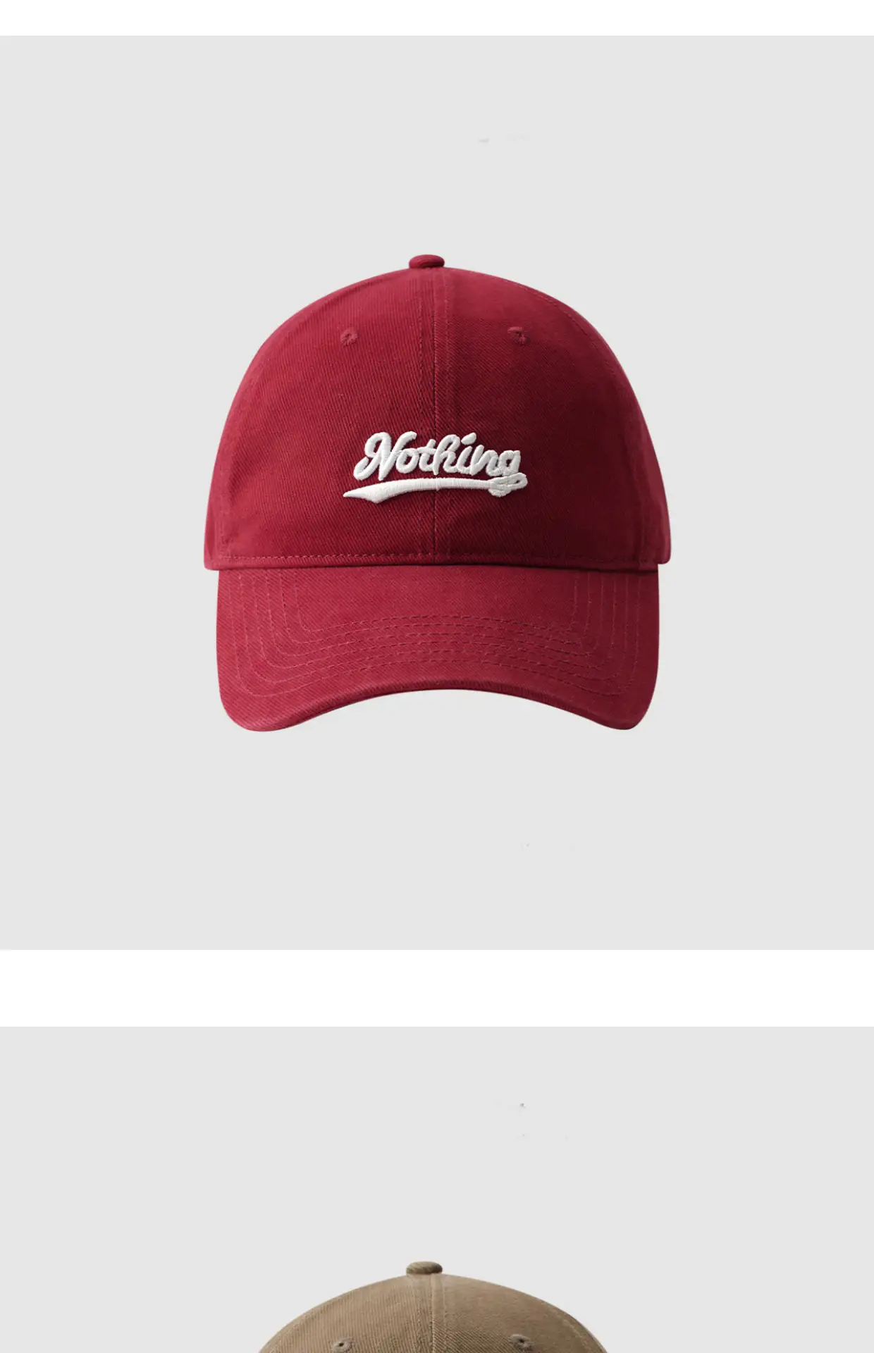 Women Red Embroidered Baseball Cap with Large Cap — feature 12