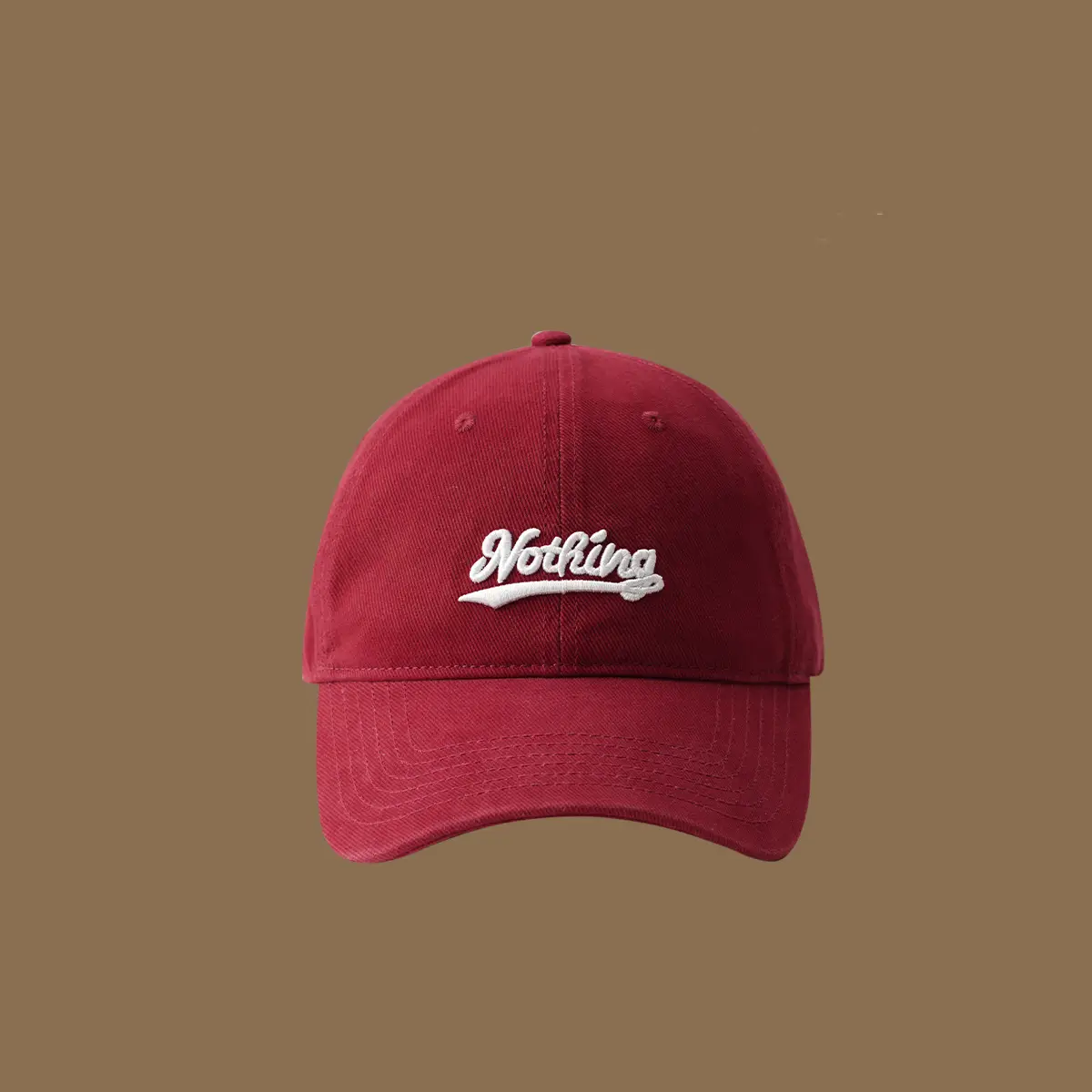 Women Red Embroidered Baseball Cap with Large Cap - Image 6