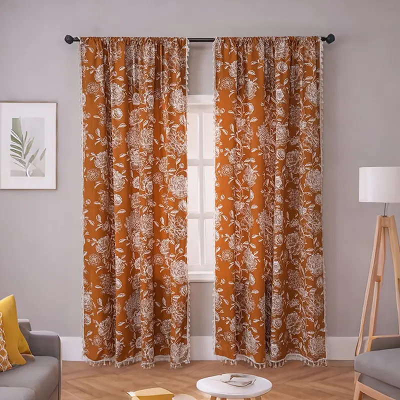 Retro Dark Blue French Curtain Decorative Bedroom Living Room - Image 2