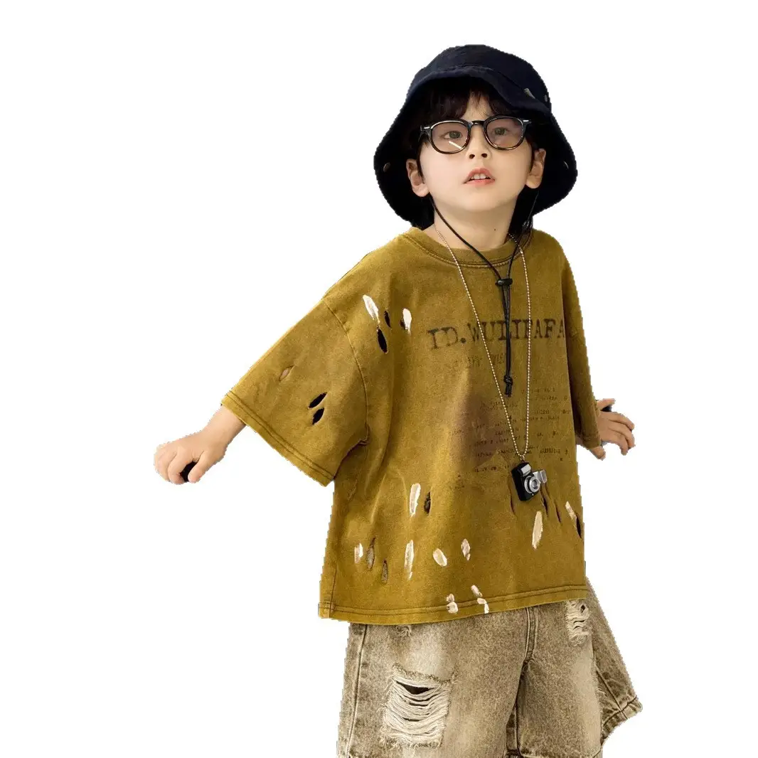 Boys Ripped Tie-Dye T-Shirt with Denim Shorts 2025 - Image 6