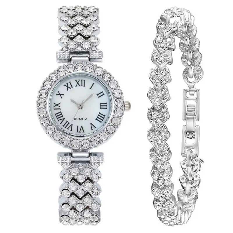 Trendy Diamond Women's Watch with Roman Numeral Quartz Bracelet - Image 14