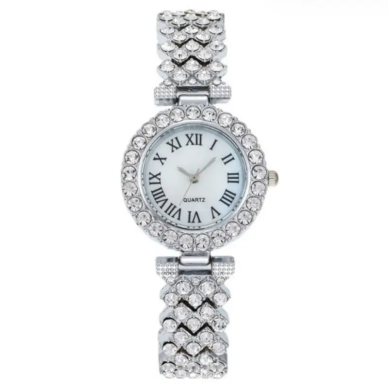 Trendy Diamond Women's Watch with Roman Numeral Quartz Bracelet - Image 2