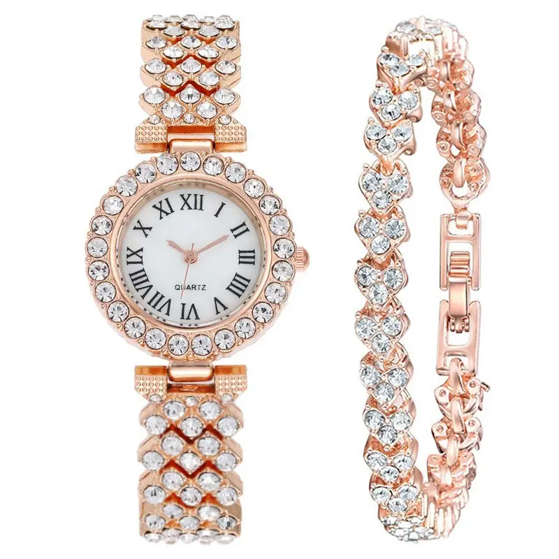 Trendy Diamond Women's Watch with Roman Numeral Quartz Bracelet - Image 4