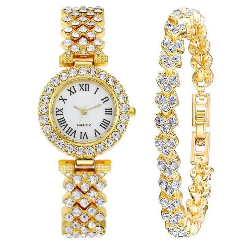 Trendy Diamond Women's Watch with Roman Numeral Quartz Bracelet - Image 6