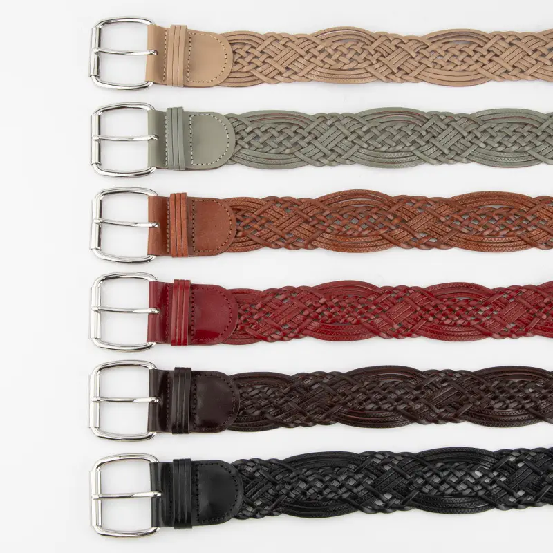 Brown Handwoven Women's Belt with Buckle - Image 8