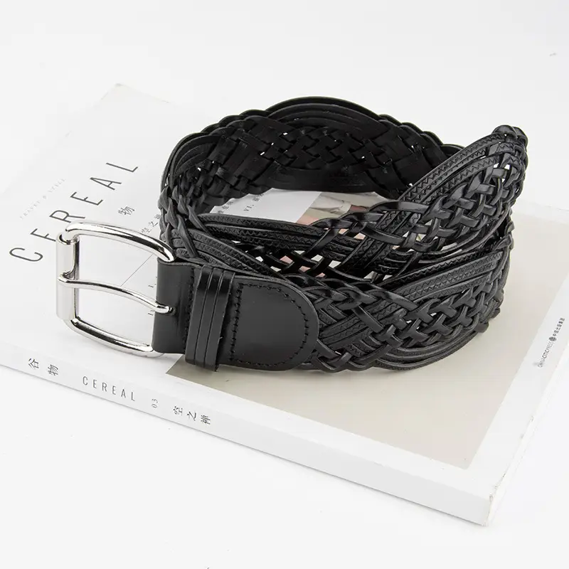 Brown Handwoven Women's Belt with Buckle - Image 9