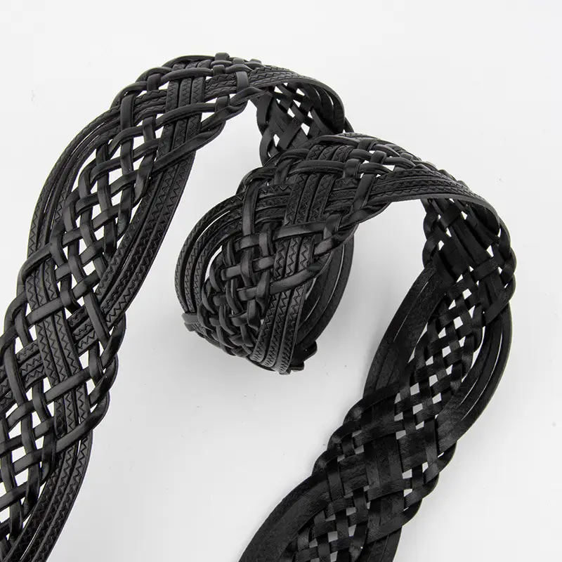 Brown Handwoven Women's Belt with Buckle - Image 10
