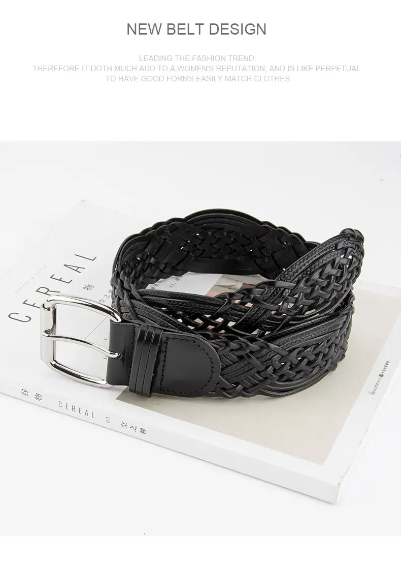 Brown Handwoven Women's Belt with Buckle — feature 10