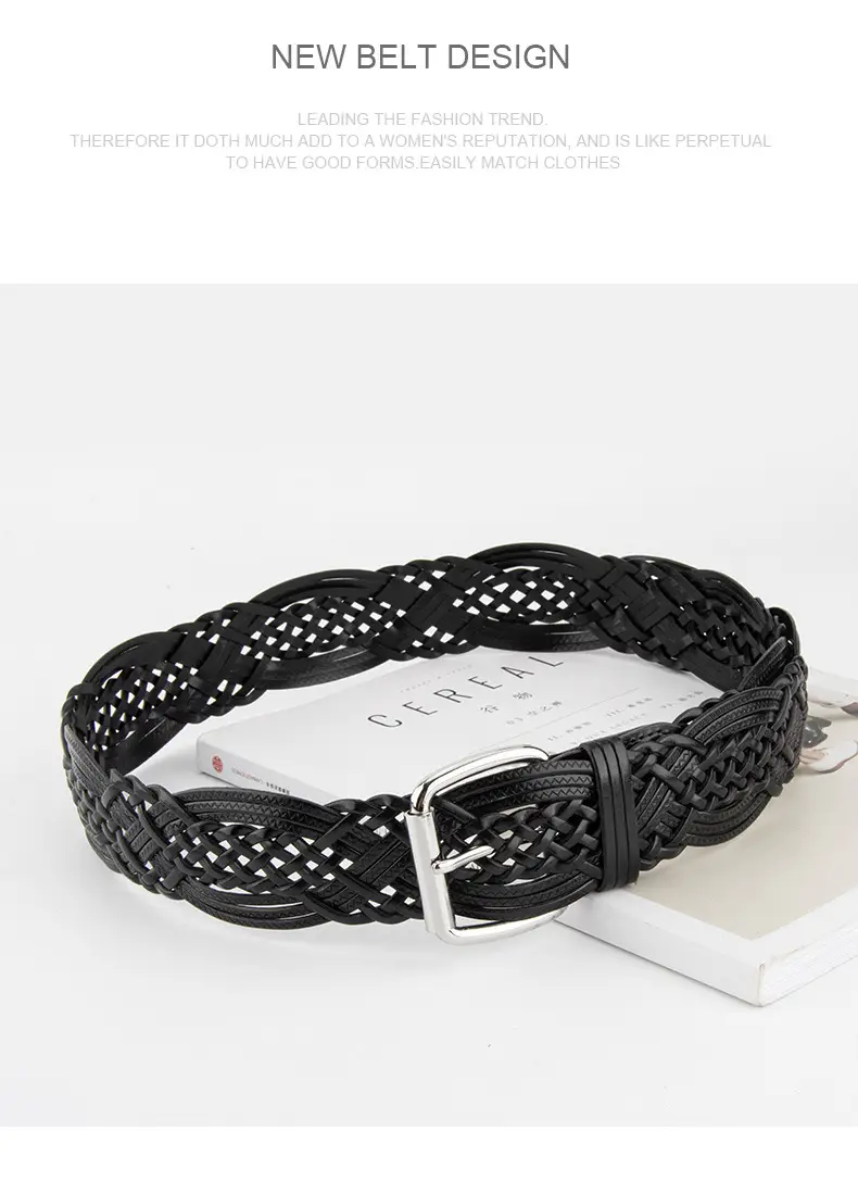 Brown Handwoven Women's Belt with Buckle — feature 11