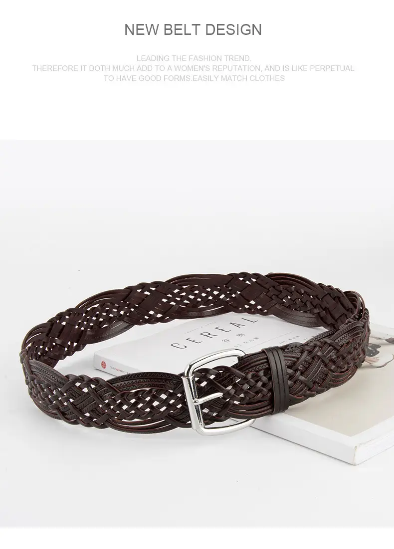 Brown Handwoven Women's Belt with Buckle — feature 12