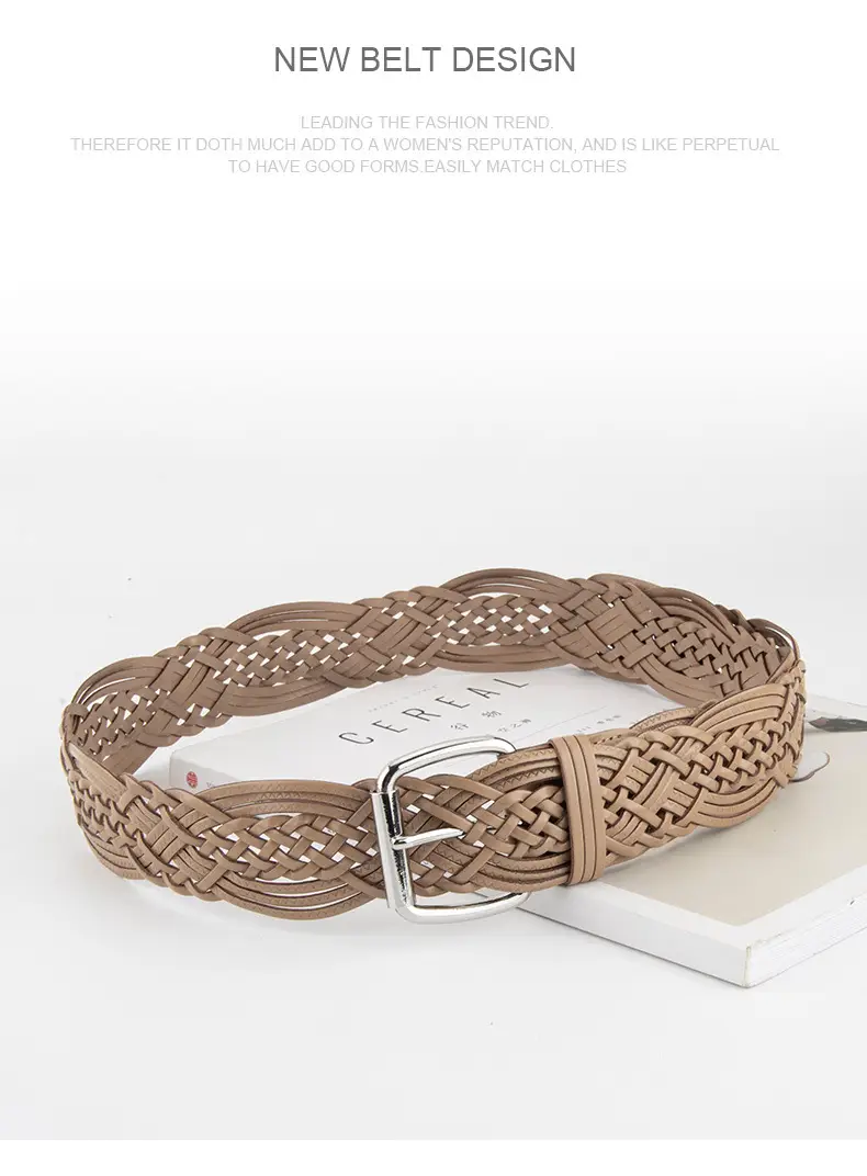 Brown Handwoven Women's Belt with Buckle — feature 14