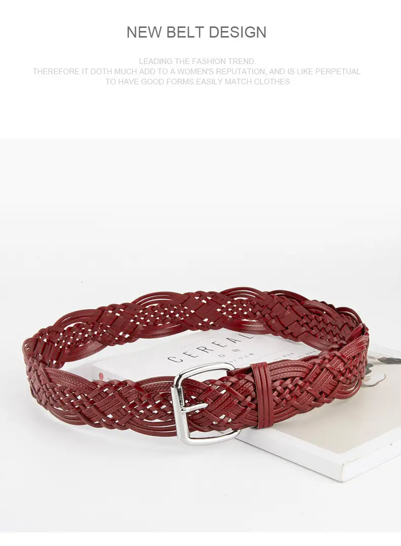 Brown Handwoven Women's Belt with Buckle — feature 15