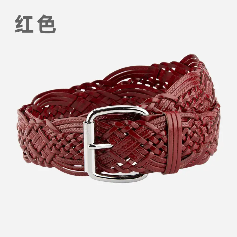 Brown Handwoven Women's Belt with Buckle - Image 2
