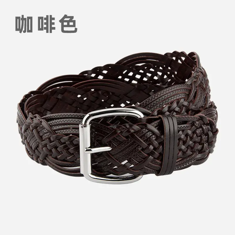 Brown Handwoven Women's Belt with Buckle - Image 3