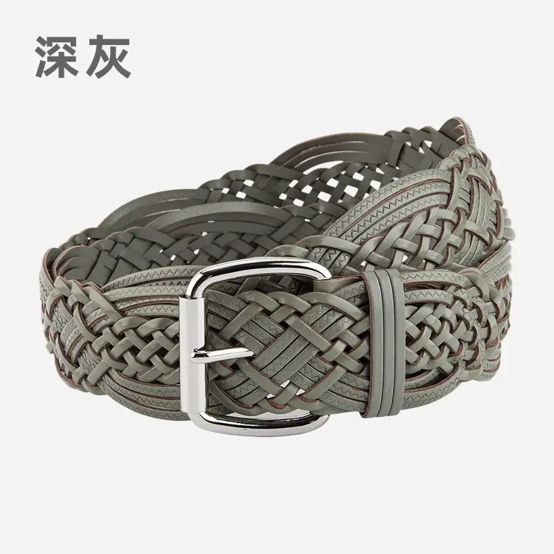 Brown Handwoven Women's Belt with Buckle - Image 4