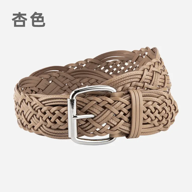 Brown Handwoven Women's Belt with Buckle - Image 5