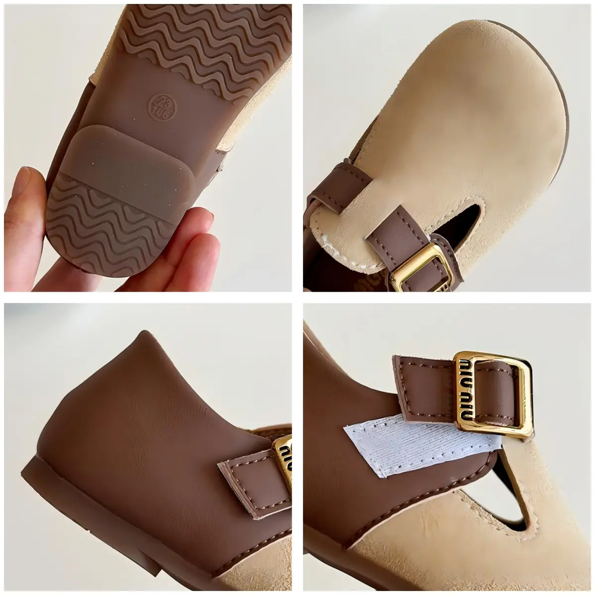 Girls Brown Birkenstock Shoes with Buckle Strap