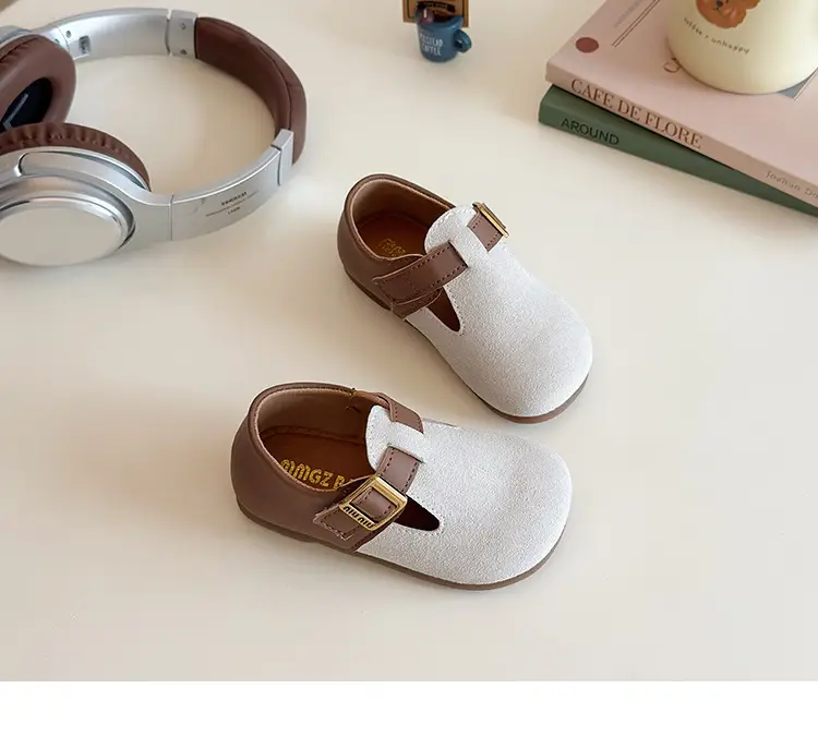 Girls Brown Birkenstock Shoes with Buckle Strap — feature 14