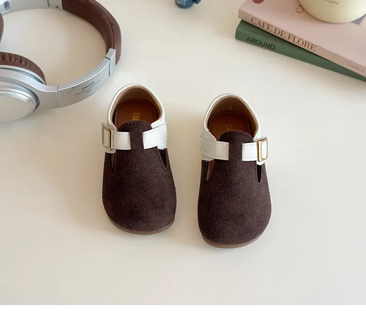 Girls Brown Birkenstock Shoes with Buckle Strap — feature 18