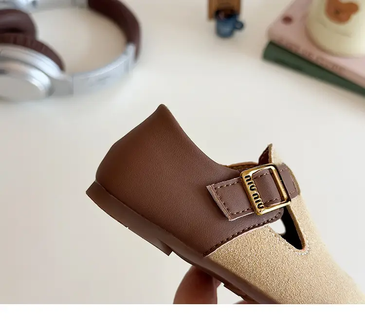 Girls Brown Birkenstock Shoes with Buckle Strap — feature 20