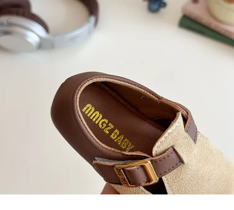 Girls Brown Birkenstock Shoes with Buckle Strap — feature 21