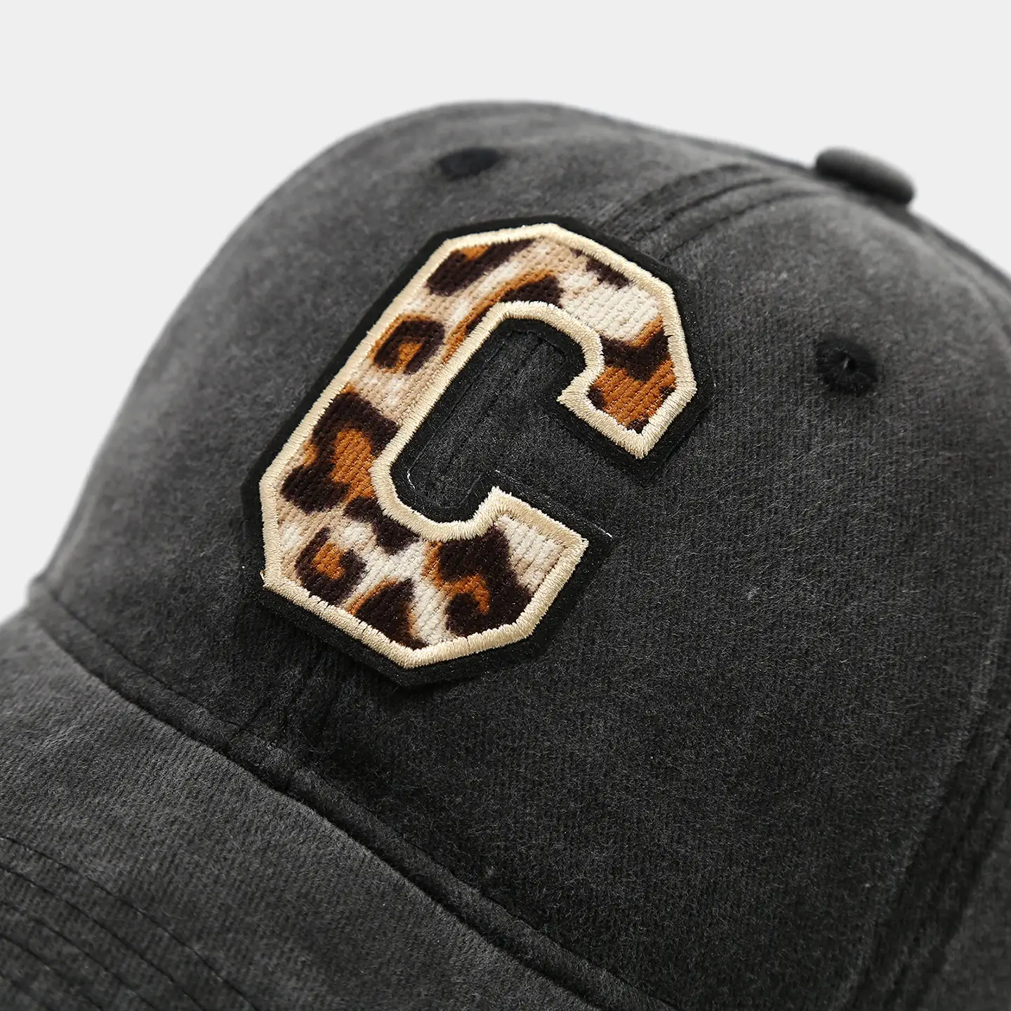 Black Leopard Print Cap with Heart Letter Design — feature 7