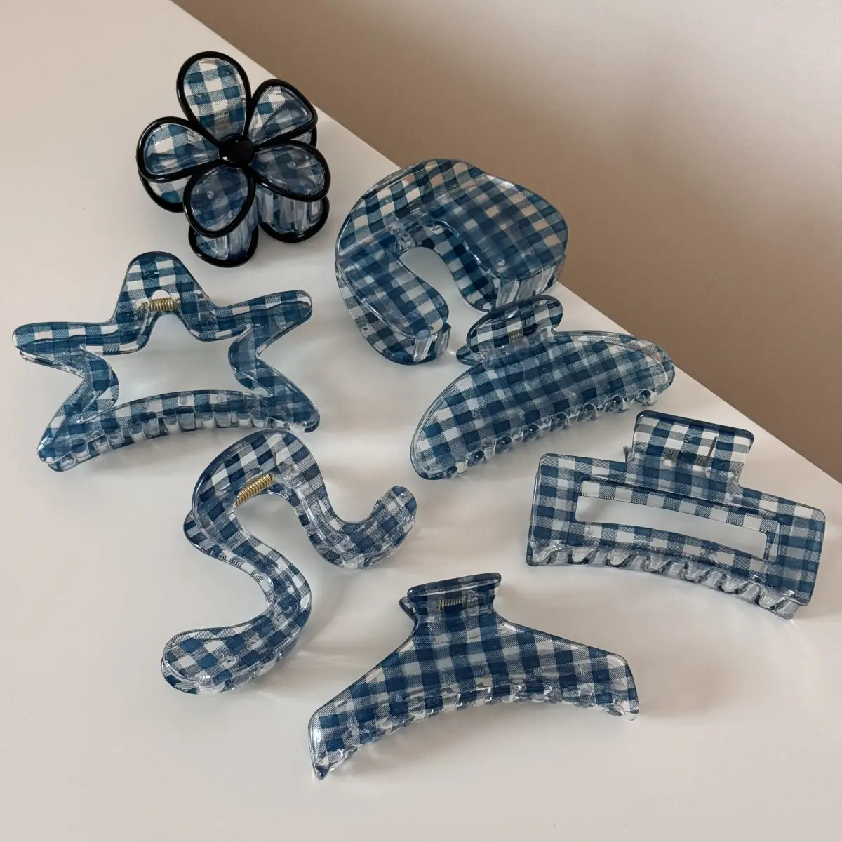 Dark Blue Plaid Hair Clip for Daily Wear β feature 10