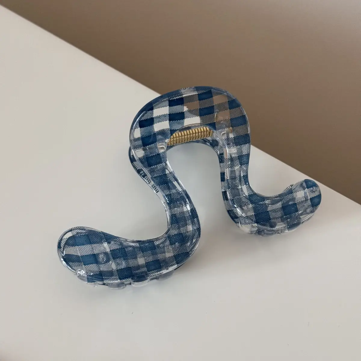 Dark Blue Plaid Hair Clip for Daily Wear β feature 24