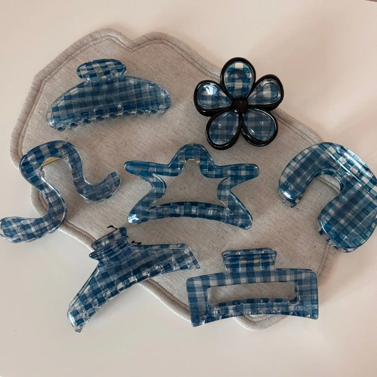 Dark Blue Plaid Hair Clip for Daily Wear β feature 4