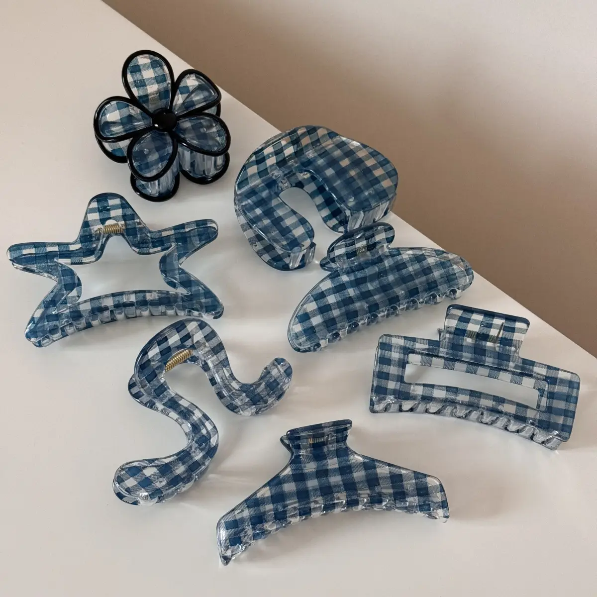 Dark Blue Plaid Hair Clip for Daily Wear β feature 6