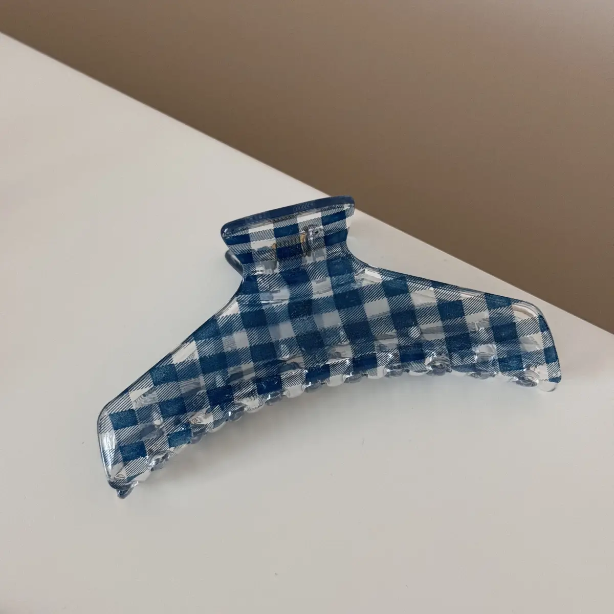 Dark Blue Plaid Hair Clip for Daily Wear