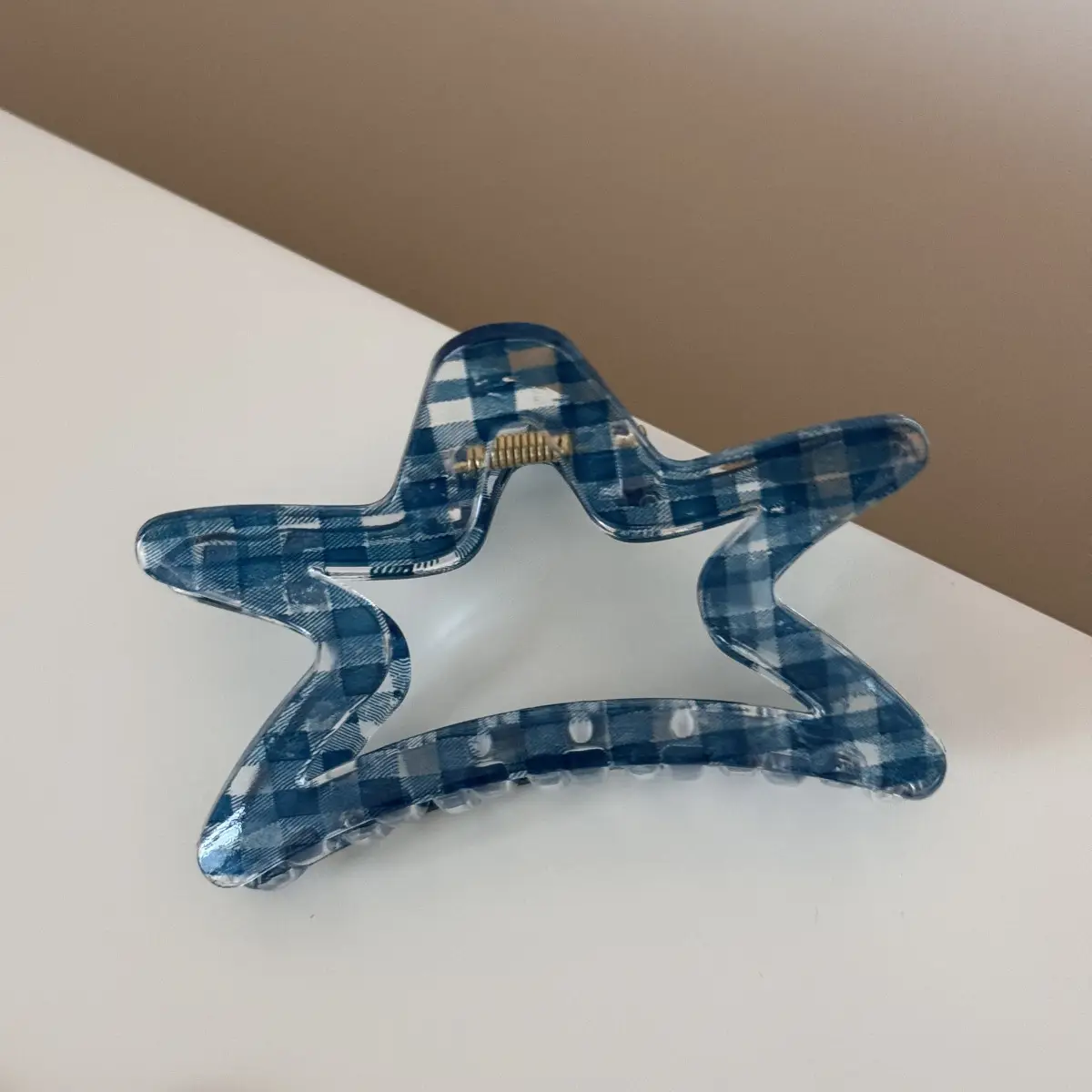 Dark Blue Plaid Hair Clip for Daily Wear - Image 2