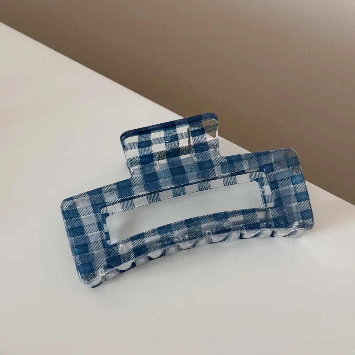 Dark Blue Plaid Hair Clip for Daily Wear - Image 4