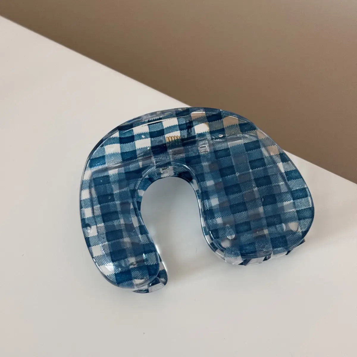 Dark Blue Plaid Hair Clip for Daily Wear - Image 5