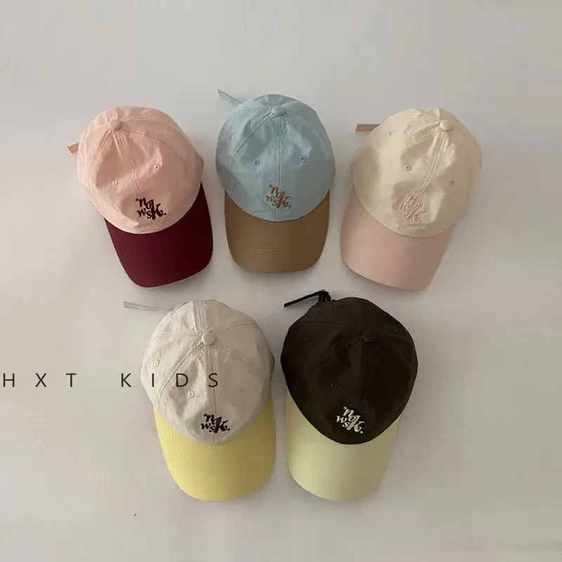 Kids Suncap Embroidered Travel Cap Brown Blue - Image 9