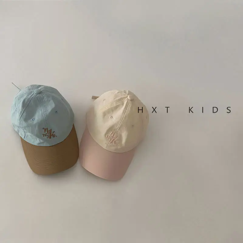 Kids Suncap Embroidered Travel Cap Brown Blue - Image 10