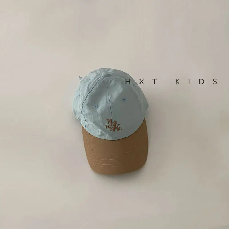 Kids Suncap Embroidered Travel Cap Brown Blue - Image 2