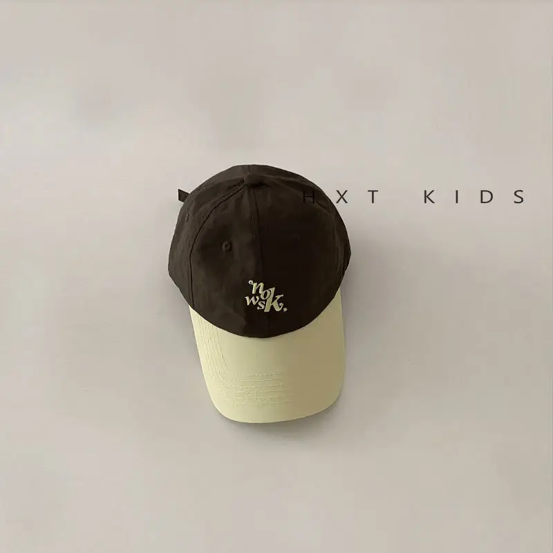 Kids Suncap Embroidered Travel Cap Brown Blue - Image 5