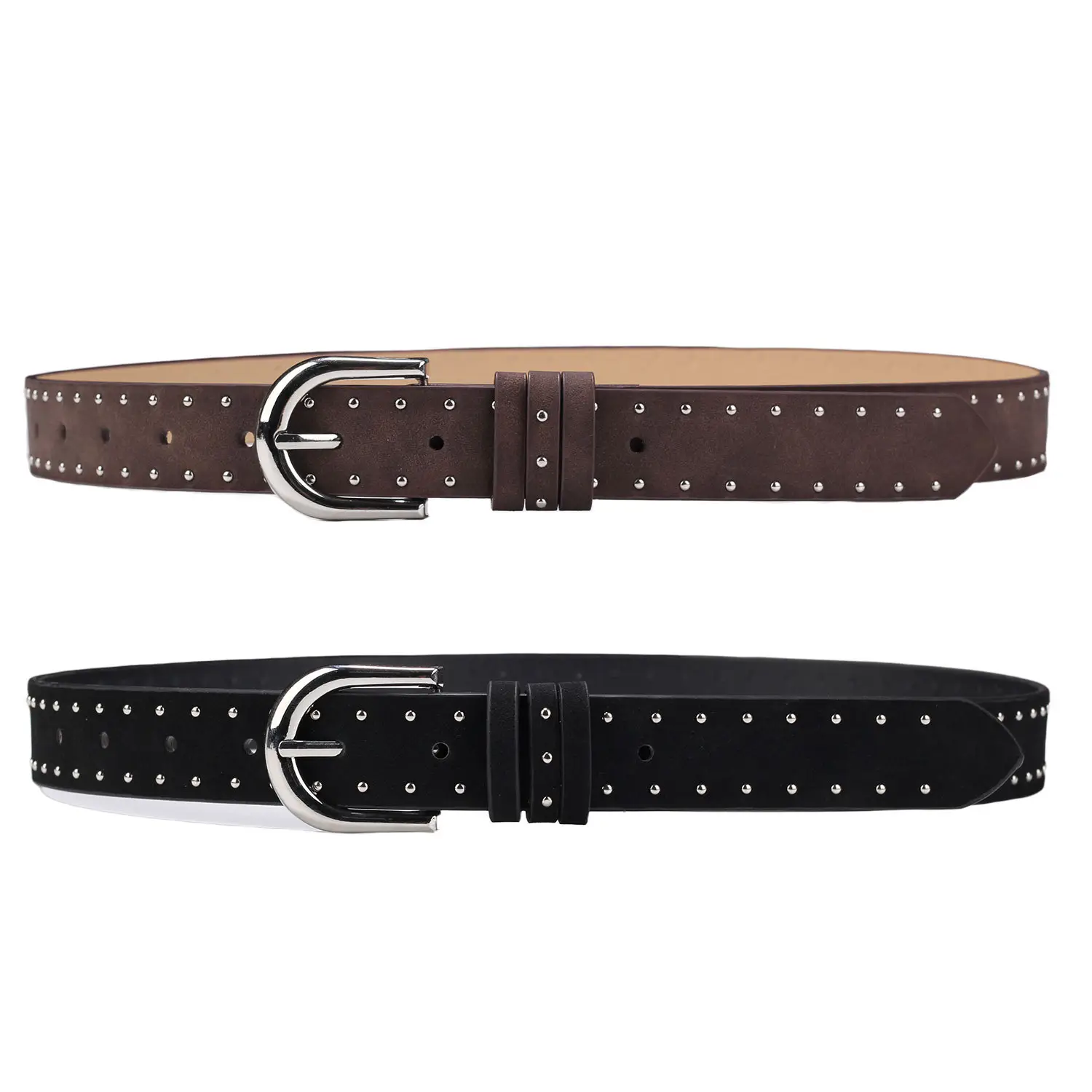 Women's Thin Suede Belt with Metal Clasp - Image 7